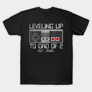 Leveling Up To Dad of 2 Leveled Up Video T-Shirt